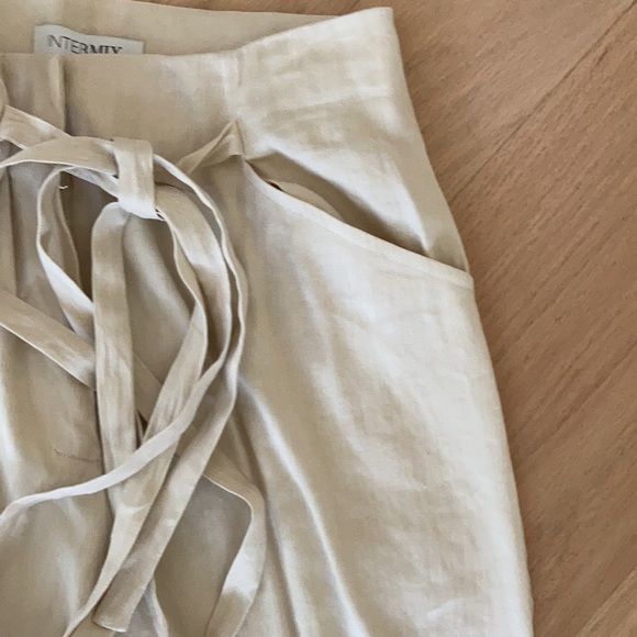 NWT Intermix Wide Leg Linen Paperbag Pant Cream/Beige Size 2 - Picture 7 of 7